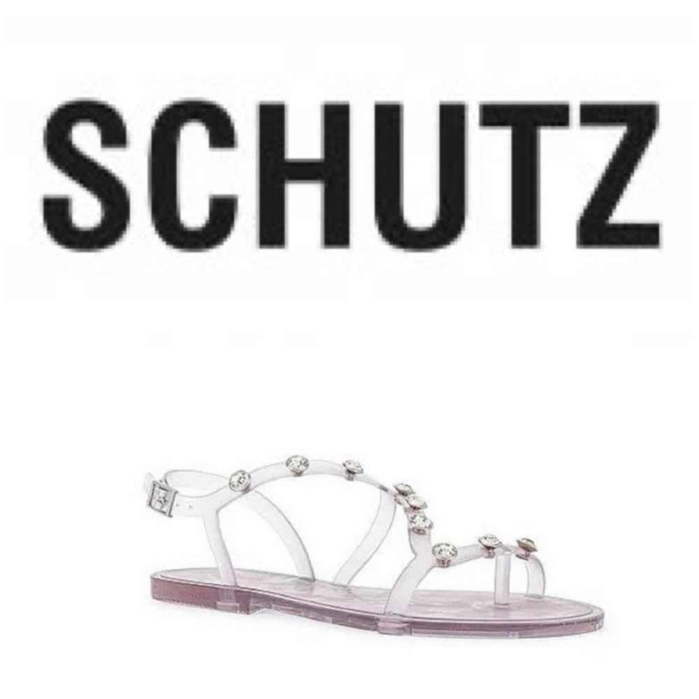 ‼️WOW‼️SCHUTZ Transparent Jelly Bria Crystal Embellished Sandals Size 8 New‼️
